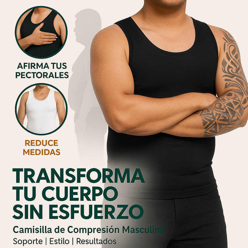 Camisilla de Compresión Masculina | Abdomen Plano y Espalda Firme