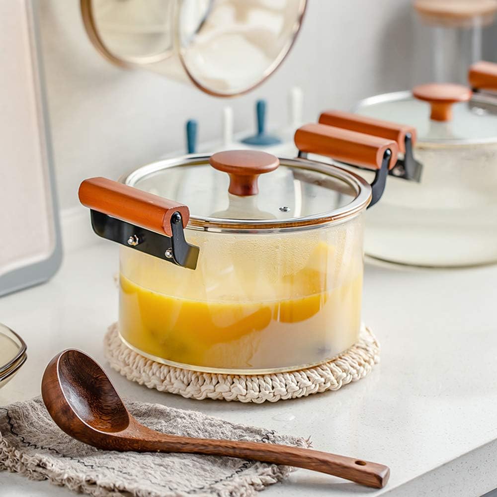 🍲 Olla de Vidrio con Mangos de Madera – 3.5 L