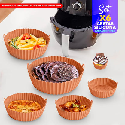 Set x6 Cestas Silicona Air Fryer